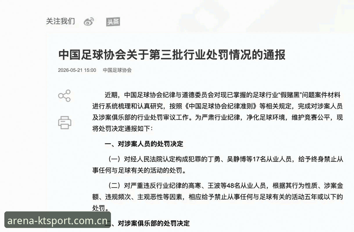 中国足协公布第三批禁足名单：行业严打与足球生态净化最新动态